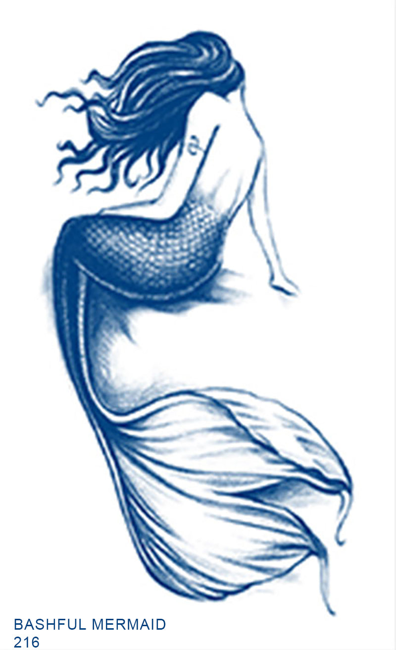 BASHFUL MERMAID realistic temporary tattoo GZ-216