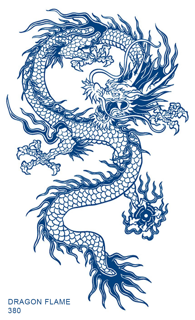 DRAGON FLAME realistic temporary tattoo GZ-380
