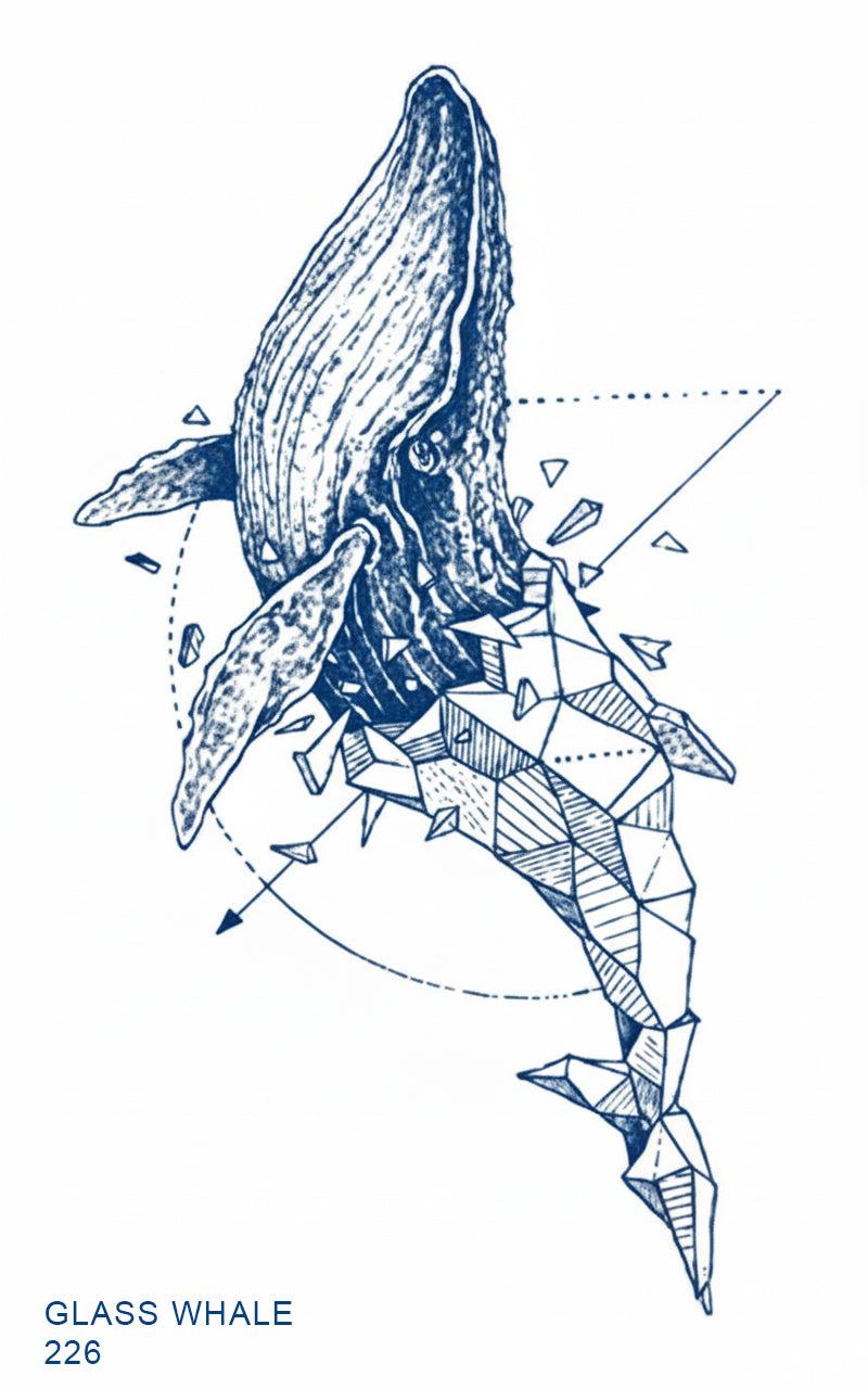 GLASS WHALE realistic temporary tattoo GZ-226