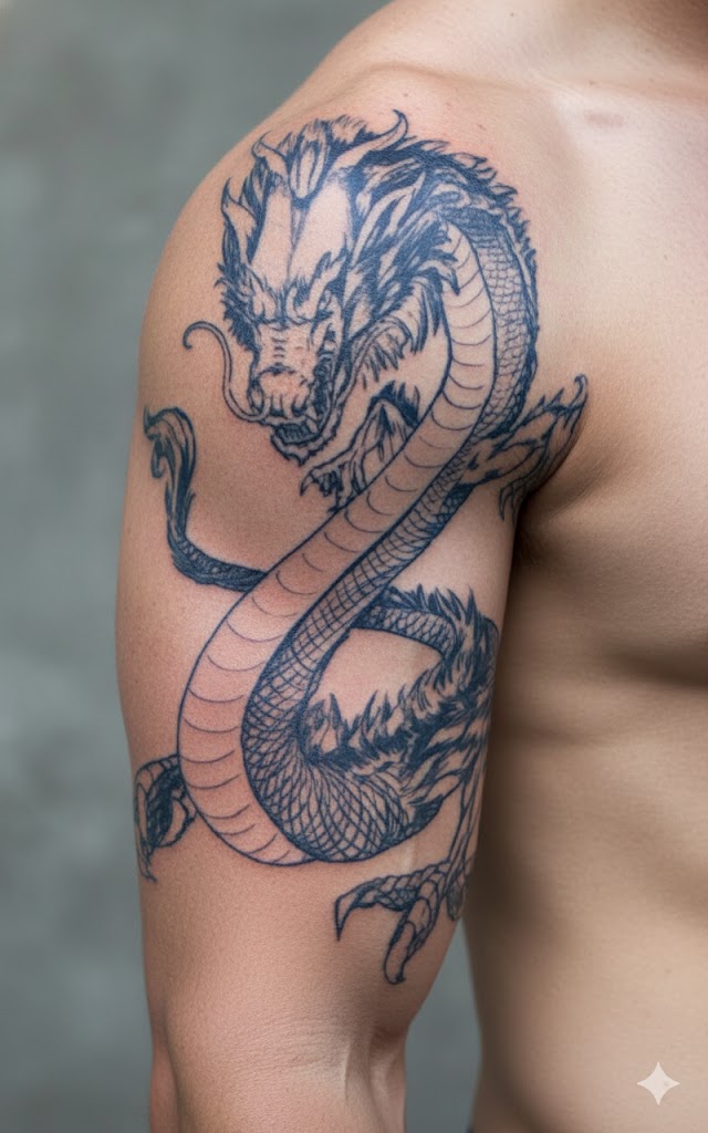 DRAGON FLAME realistic temporary tattoo GZ-380