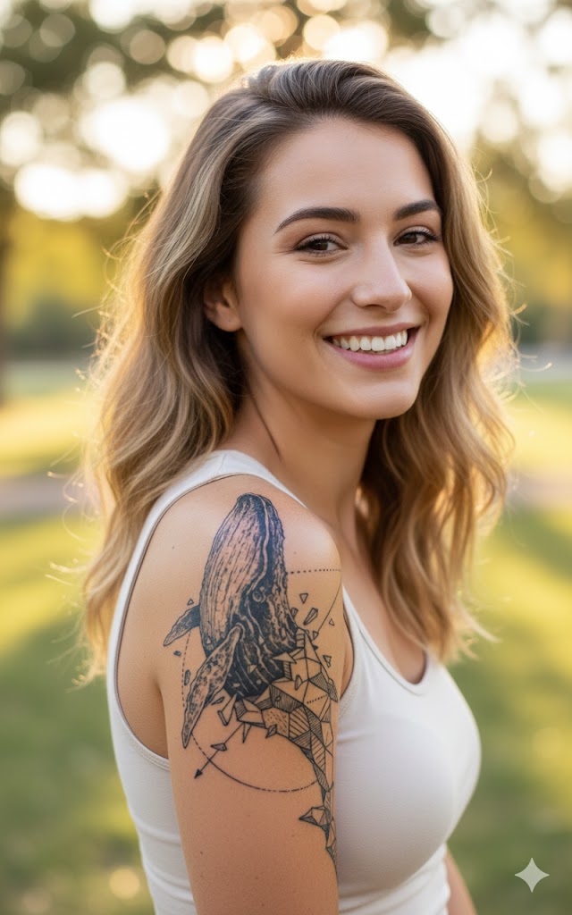 GLASS WHALE realistic temporary tattoo GZ-226